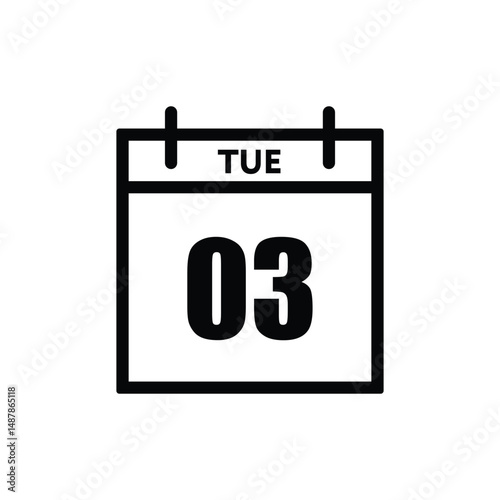 calender icon, 03 tuesday icon with white background