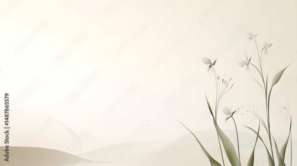 Naklejka premium Delicate floral design on a soft, light backdrop.