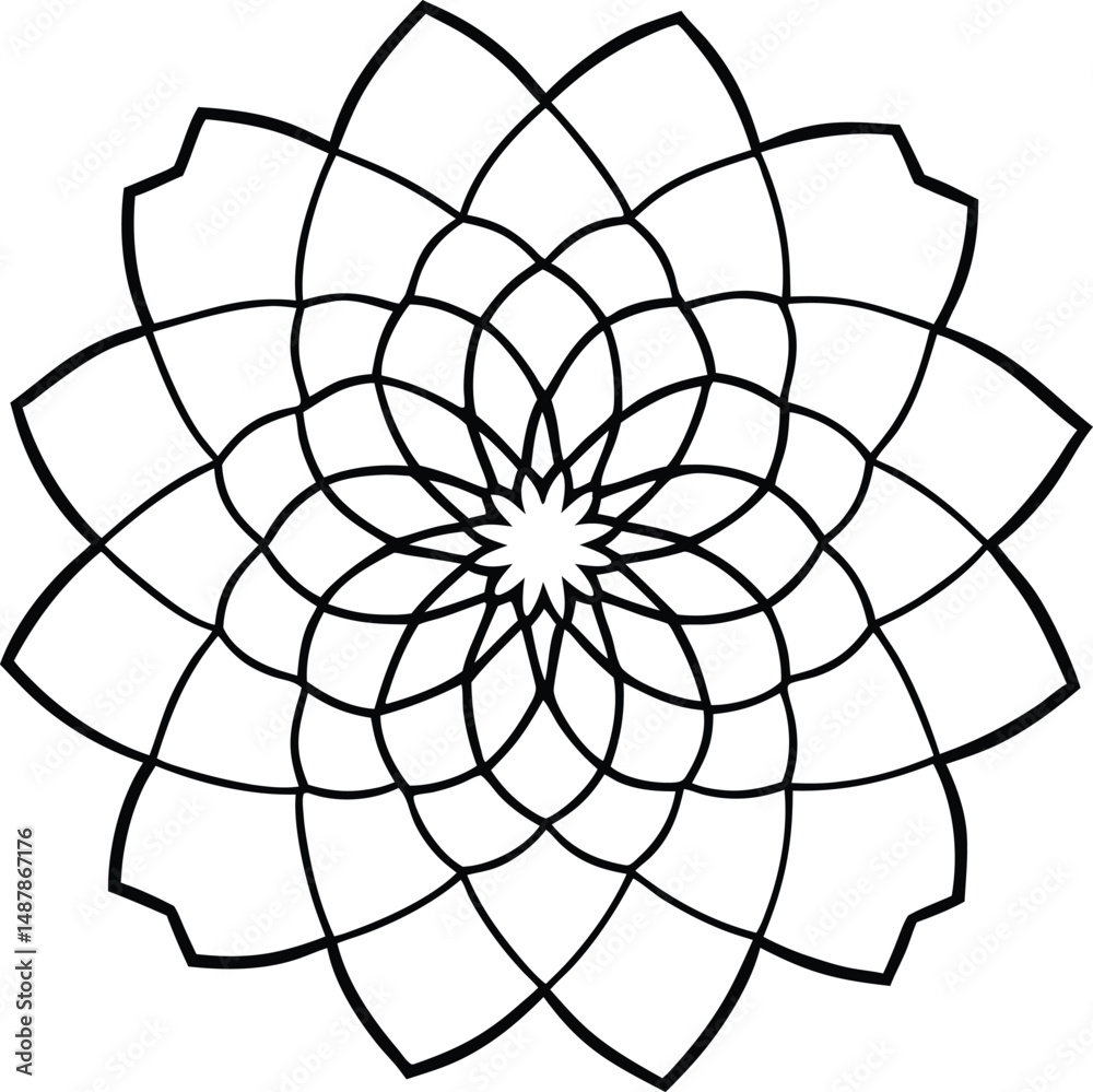 Obraz premium Minimal Vector Mandala Featuring Petal Layers Vector Line art
