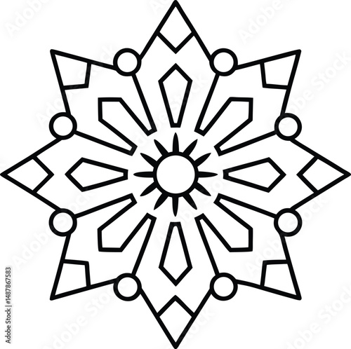 Minimal Vector Mandala Made from Small Icons Vector Line art