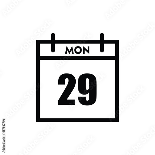 calender icon, 29 monday icon with white background