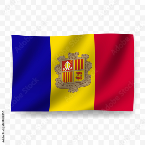 Free Download Waving flag of Andorra. Illustration of flag on transparent background - GFXLoad