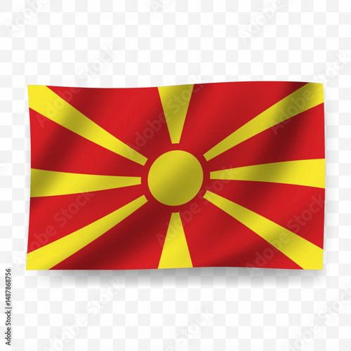 Waving flag of South Macedonia. Illustration of flag on transparent background