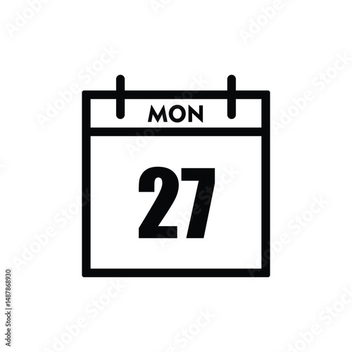 calender icon, 27 monday icon with white background