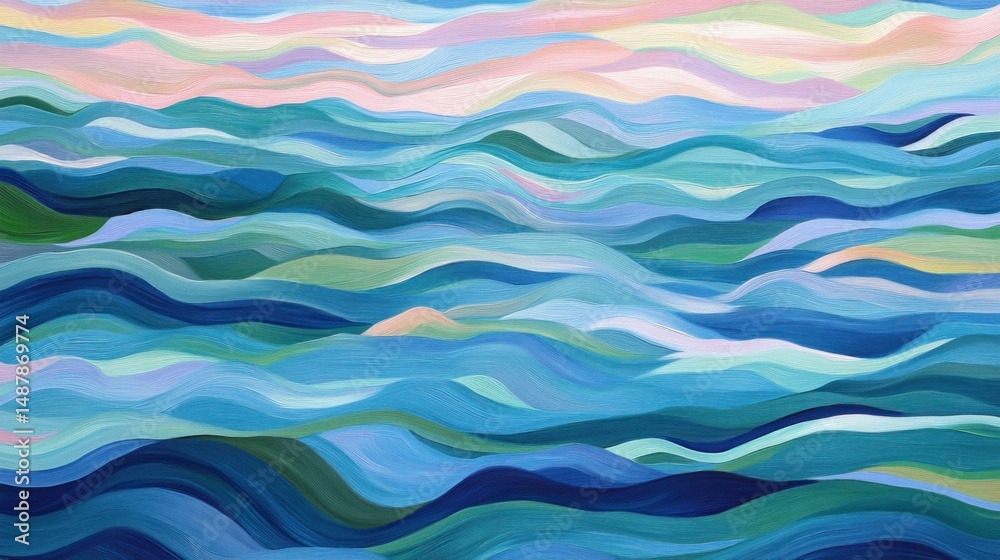 Fototapeta premium Abstract serene wavescape with pastel sky