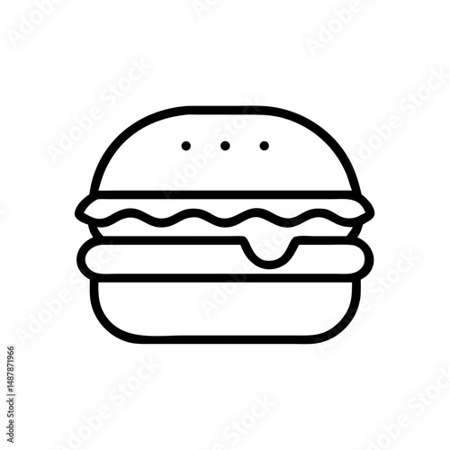 Outline of a burger with lettuce and cheese on a white background  
