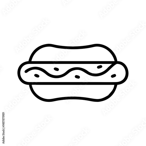 Outline of a hot dog with toppings for Vector Food Icons  