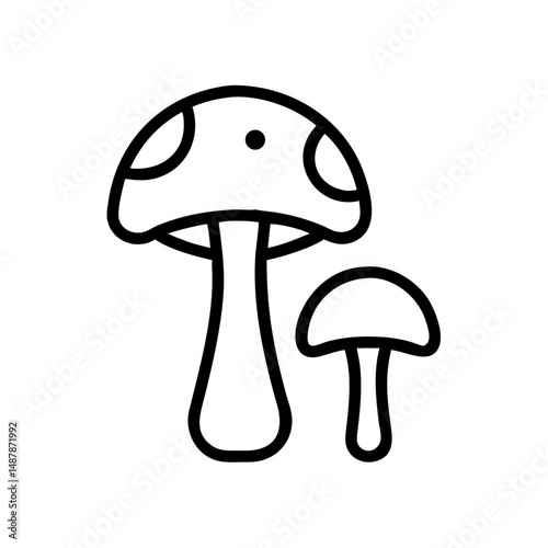 Outline of two mushrooms in simple design representing food icons  