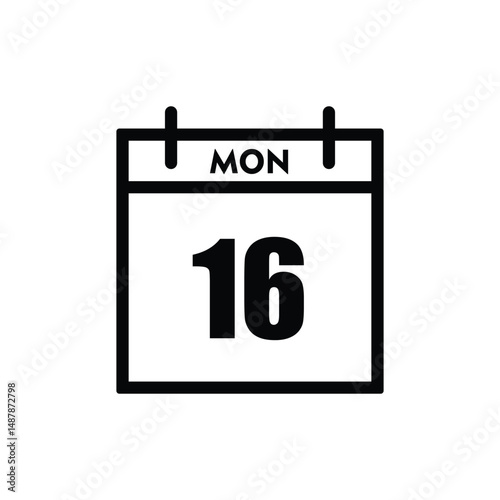 calender icon, 16 monday icon with white background