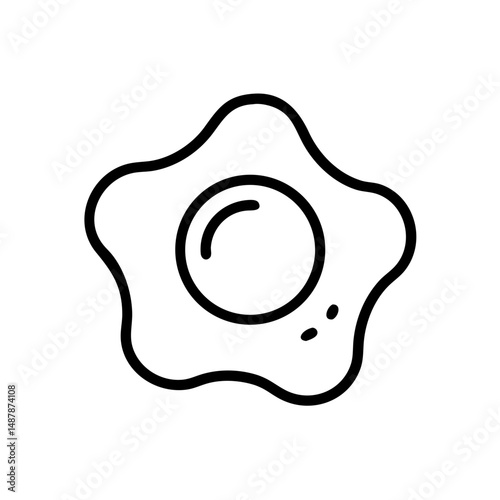Outline of a fried egg in minimalist style representing Vector Food Icons  
