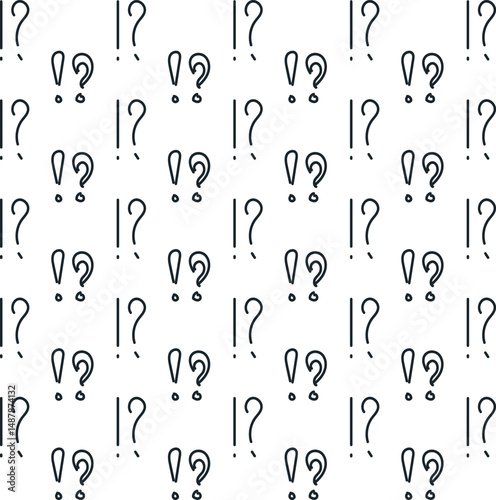 The question mark and exclamation mark are repeated, creating an emotional background.