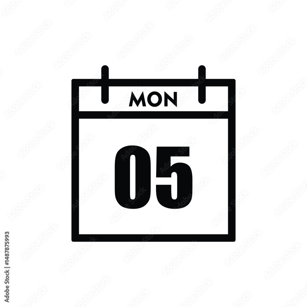 calender icon, 05 monday icon with white background calender icon, 05 monday icon with white background