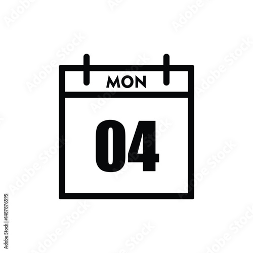 calender icon, 04 monday icon with white background