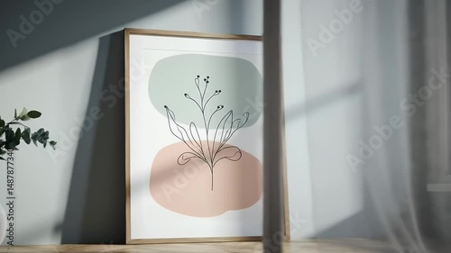 Abstract plant art on a framed print