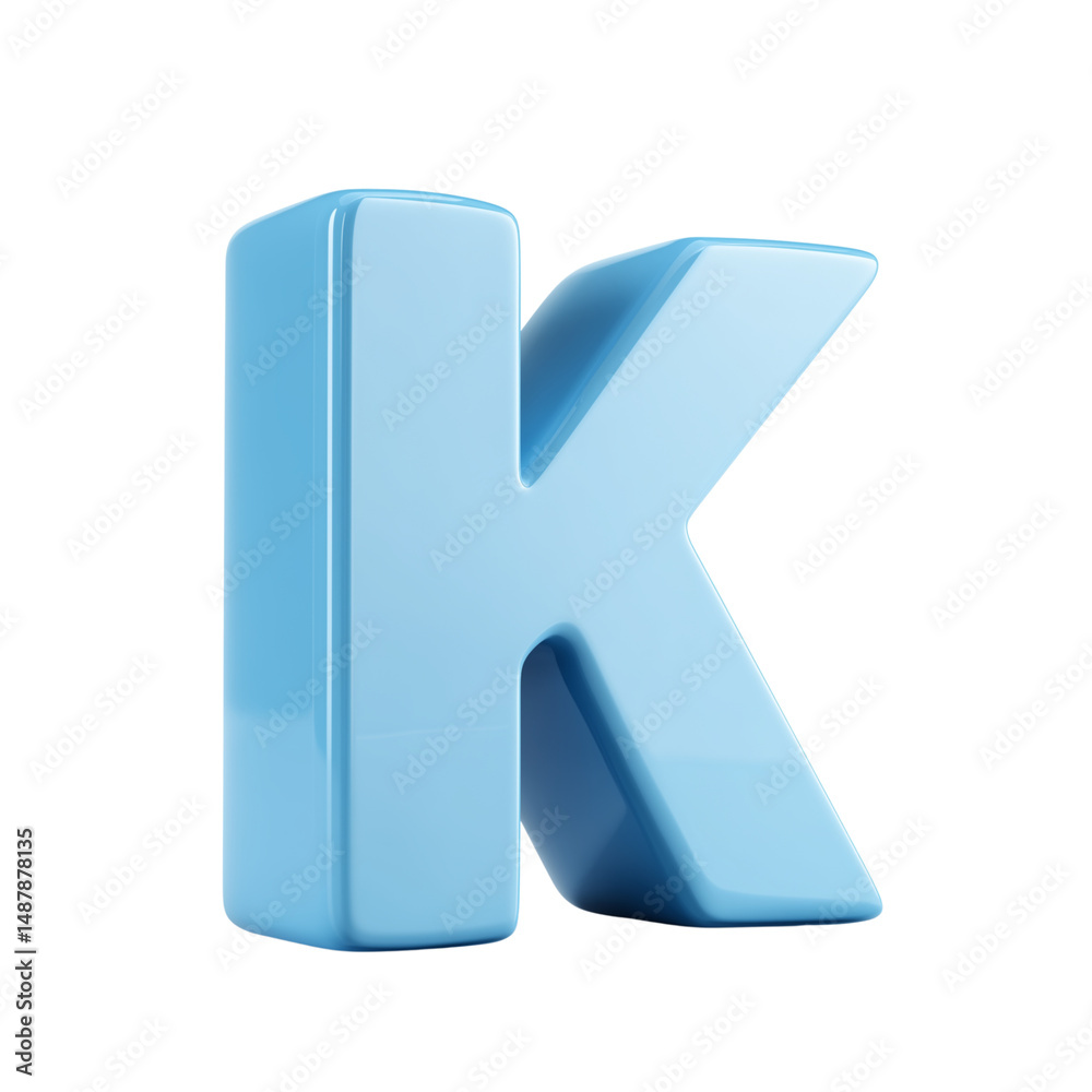 Blue letter K isolated on white