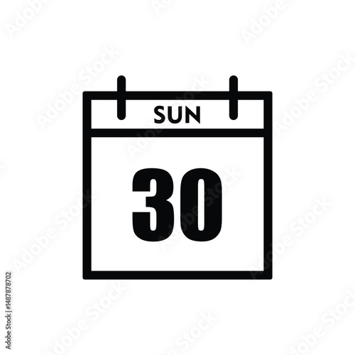 calender icon, 30 sunday icon with white background