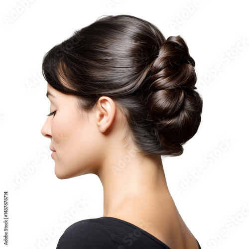 Obraz na płótnie Elegant brunette updo hairstyle on white background w salonie
