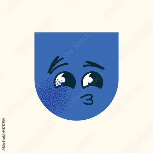Abstract geometric characters expressive facial expressions. Concept emotions  happiness, sadness, confusion, and smugness. Flat vector cartoon style illustration isolated emotion icons