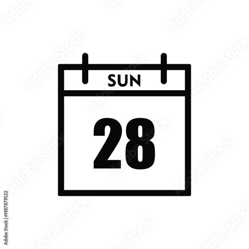 calender icon, 28 sunday icon with white background