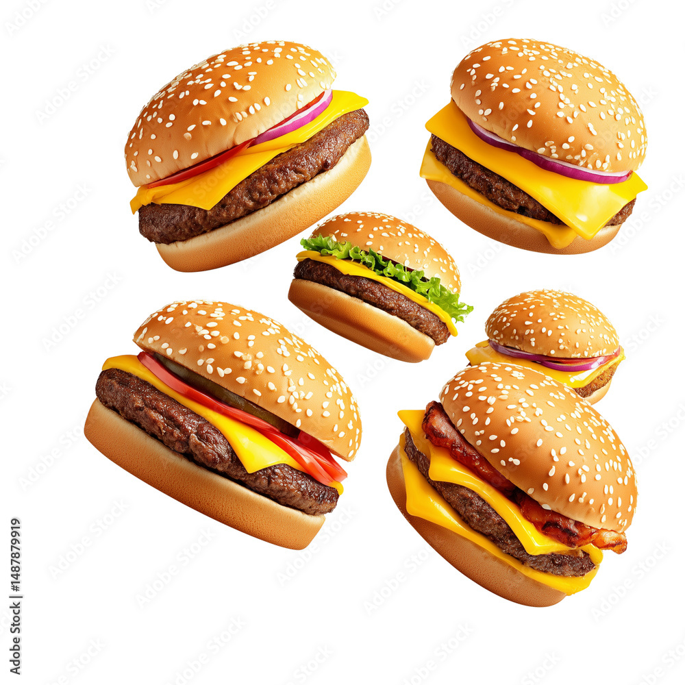 Cheeseburgers isolated on white
