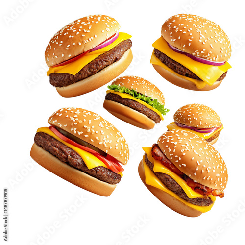 Obraz na płótnie Cheeseburgers isolated on white w salonie