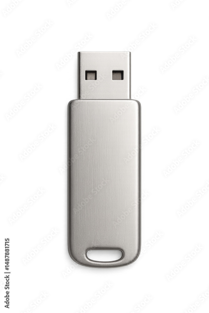 Silver usb flash drive isolated on transparent background Silver usb flash drive isolated on transparent background