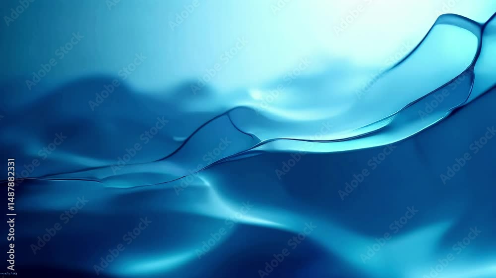 Fluid animation of soft blue waves in abstract liquid form symbolizing calm energy, minimal design and futuristic visual aesthetics