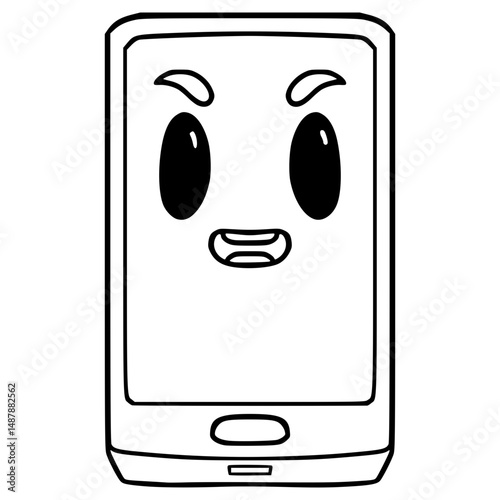 smartphone character illustration hand drawn outline vector