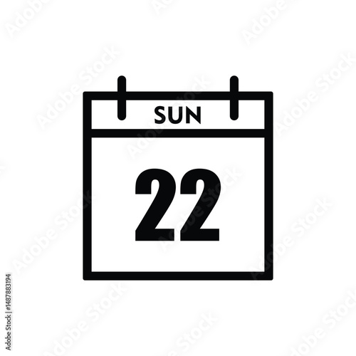 calender icon, 22 sunday icon with white background