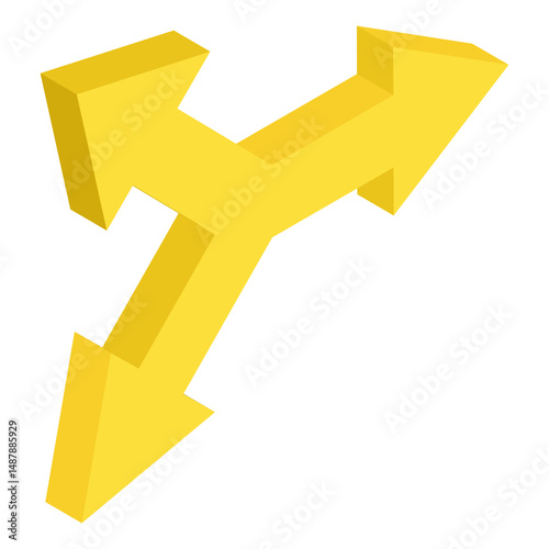 A modern style icon of triple direction arrows
