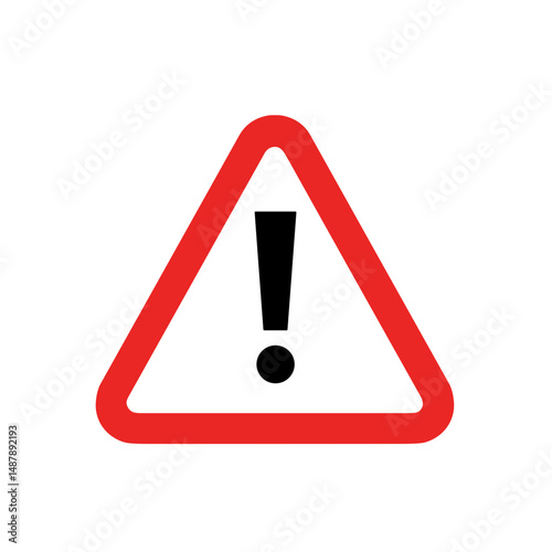 Warning symbol in red triangular shape with exclamation mark  