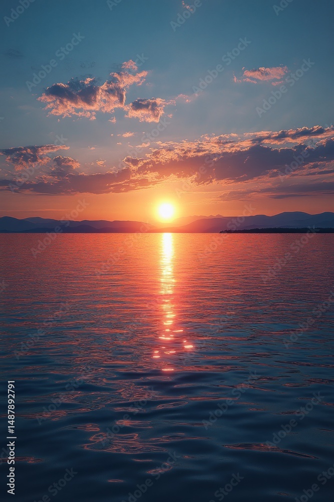 Naklejka premium Sunset over a lake