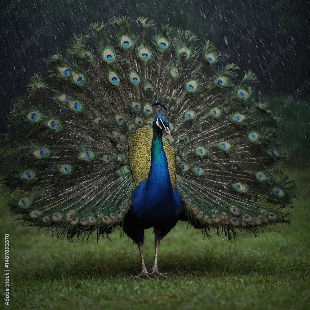 Obraz premium peacock with feathers out