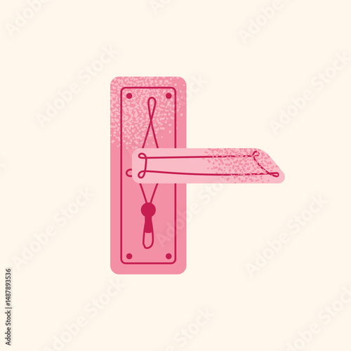 Collection hotel building facade, luggage, room keys, door handles, elevator, bellhop, 'Do Not Disturb' sign, service bell, and champagne glass. Flat cartoon style. Hospitality,  travel concept set