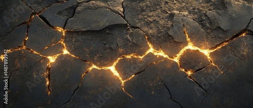 Wallpaper Mural A cracked rock with a bright orange glow Torontodigital.ca