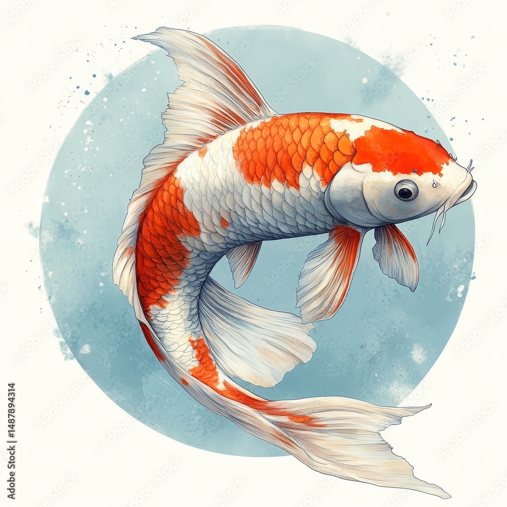 custom made wallpaper toronto digitalA fish with orange and white stripes is swimming in the water