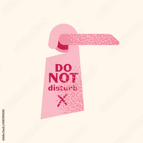 Collection hotel building facade, luggage, room keys, door handles, elevator, bellhop, 'Do Not Disturb' sign, service bell, and champagne glass. Flat cartoon style. Hospitality,  travel concept set