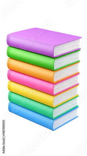 Wallpaper Mural Brightly colored books are neatly stacked, showcasing shades of purple, green, orange, pink, and blue. This collection adds a lively touch to any reading space or study area Torontodigital.ca