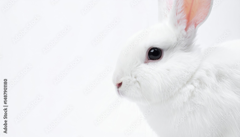 Obraz premium White rabbit posing on a white background
