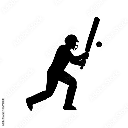 Cricket Batsman Hitting Ball Silhouette