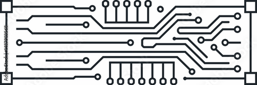 Vector icon of digital circuit with patterned lines and frame – Great for computer science graphics, engineering tools, or high-tech branding