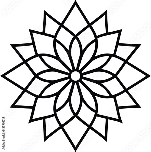 Minimal Vector Mandala with Wide Line Symmetry Vector Line art