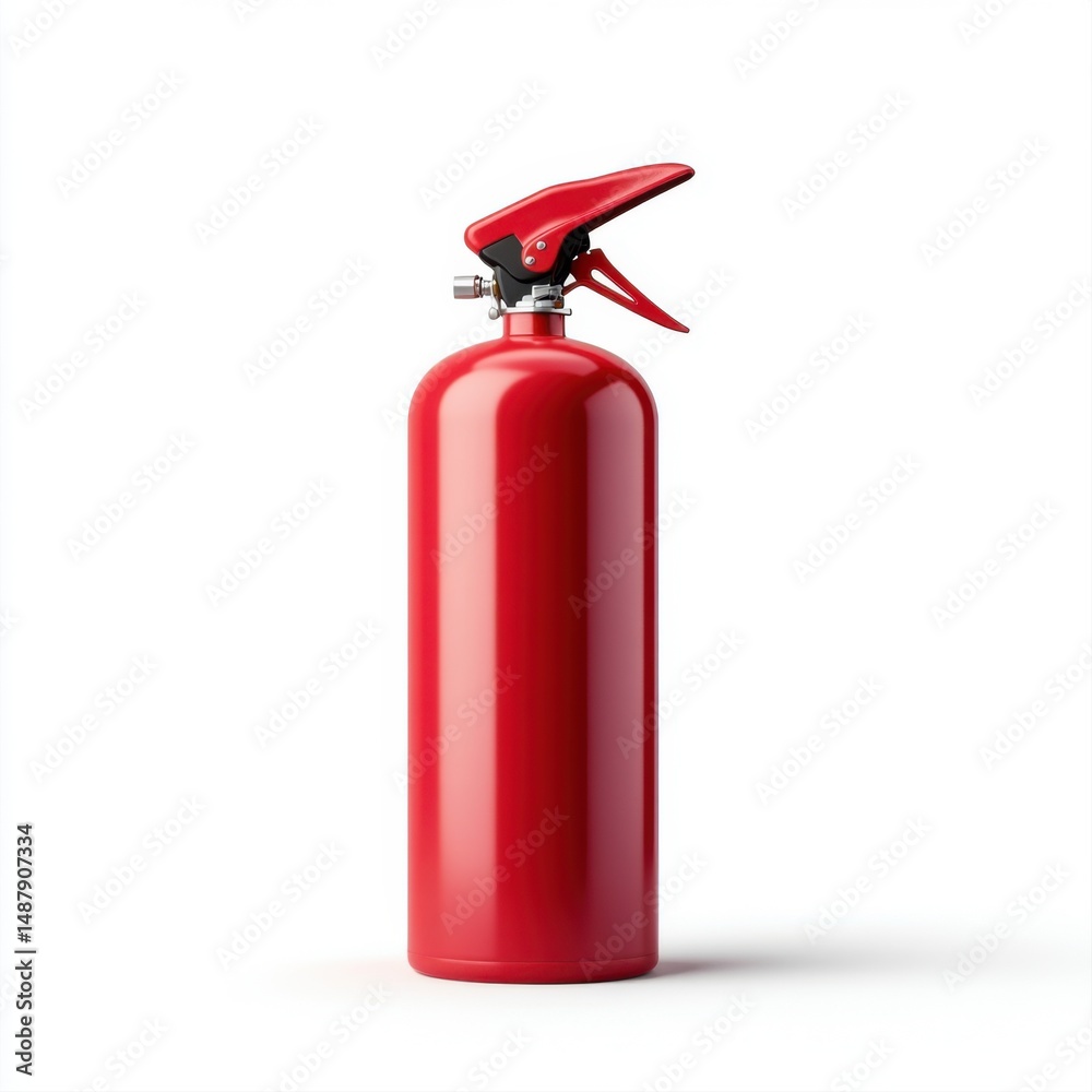 Obraz premium Red Fire Extinguisher Isolated on White Background for Safety Equipment Use