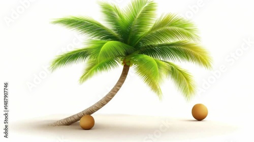 Lush Tropical Palm Tree Isolated on White Background Ideal for Summer Themes and Vacation Concepts