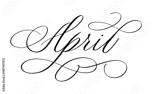 April month written using calligraphic style