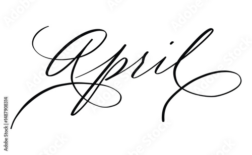 April month written using calligraphic style