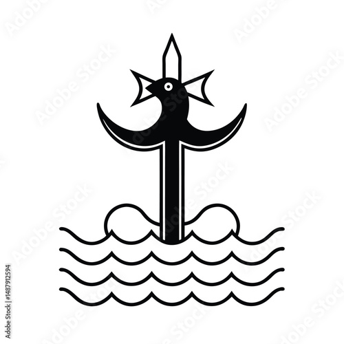 silhouette of a cross with a sword