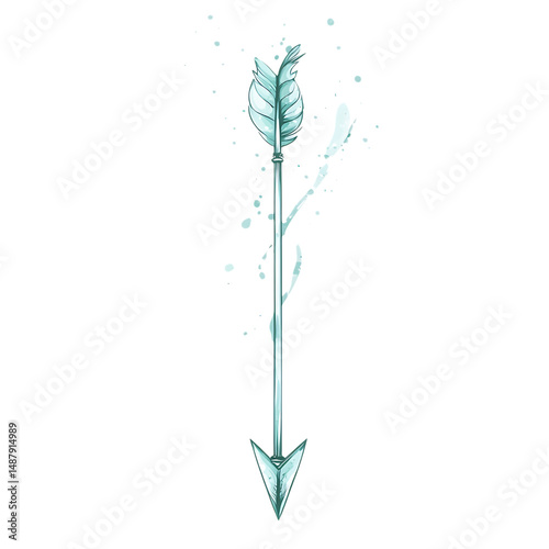 Artistic Arrow with Spontaneous Freeform Lines in P Isolated on Transparent Background
