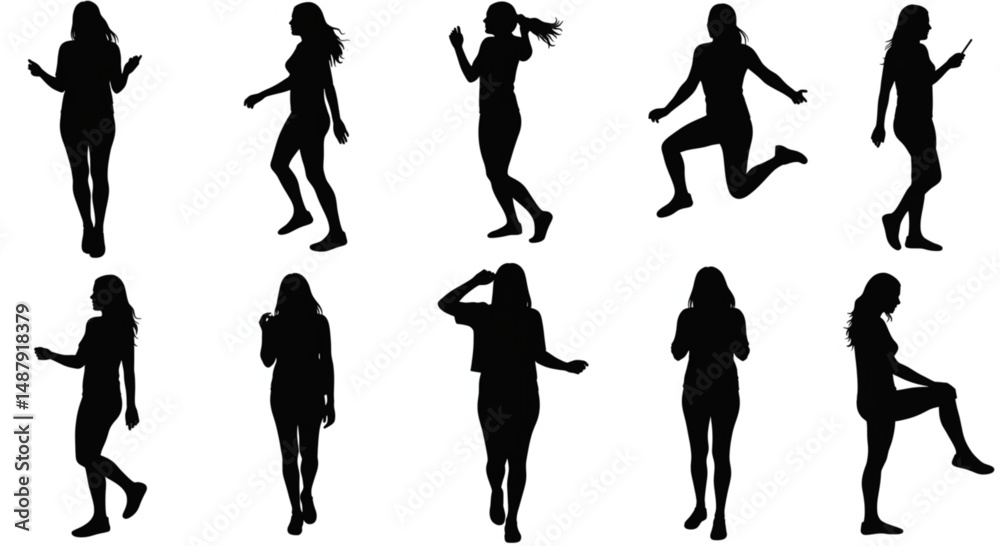 Vector silhouette of a woman.
Vector silhouette of a woman.