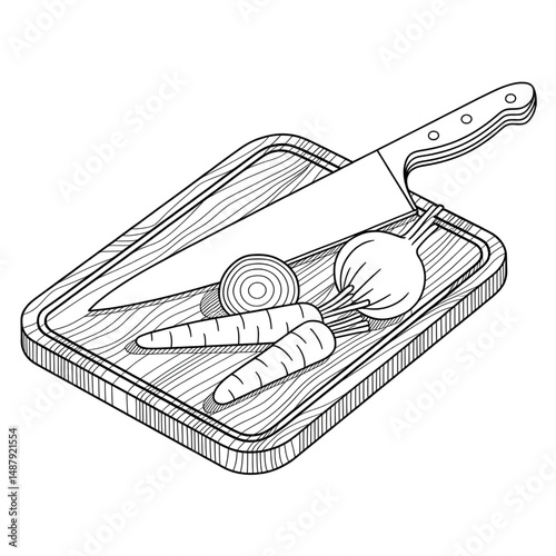 Chopping board  illustration line art of a coloring page